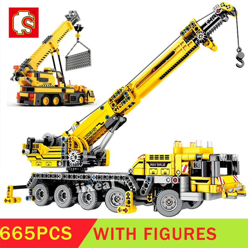 Город кран совместимый DIY новый инженерной машины строительные блоки мини-Вид из