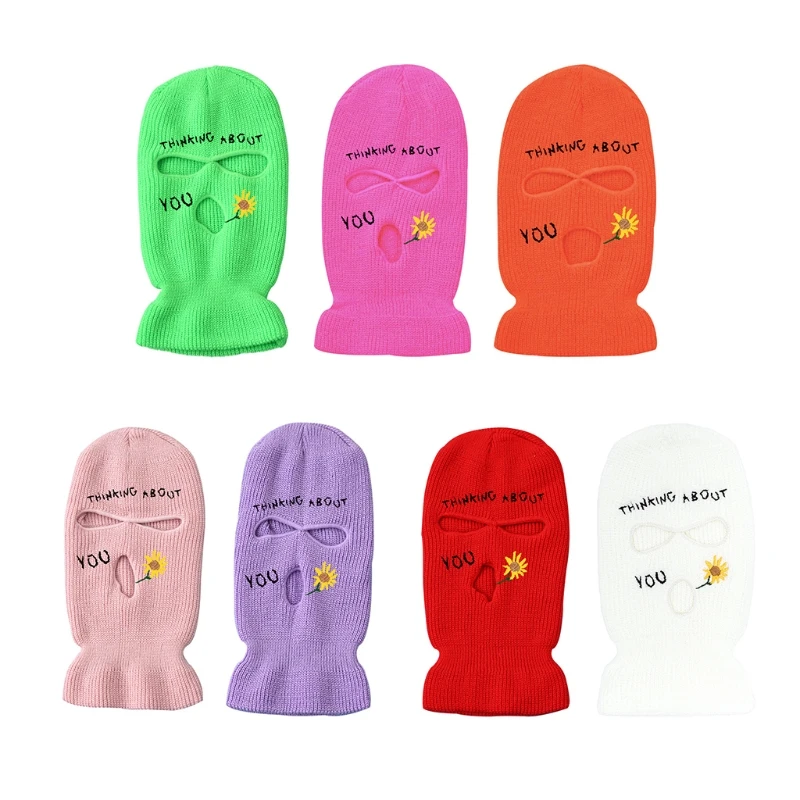 

Вязаная Лыжная маска с 3 отверстиями, маска на все лицо, Балаклава, термомаска для весны, осени и зимы