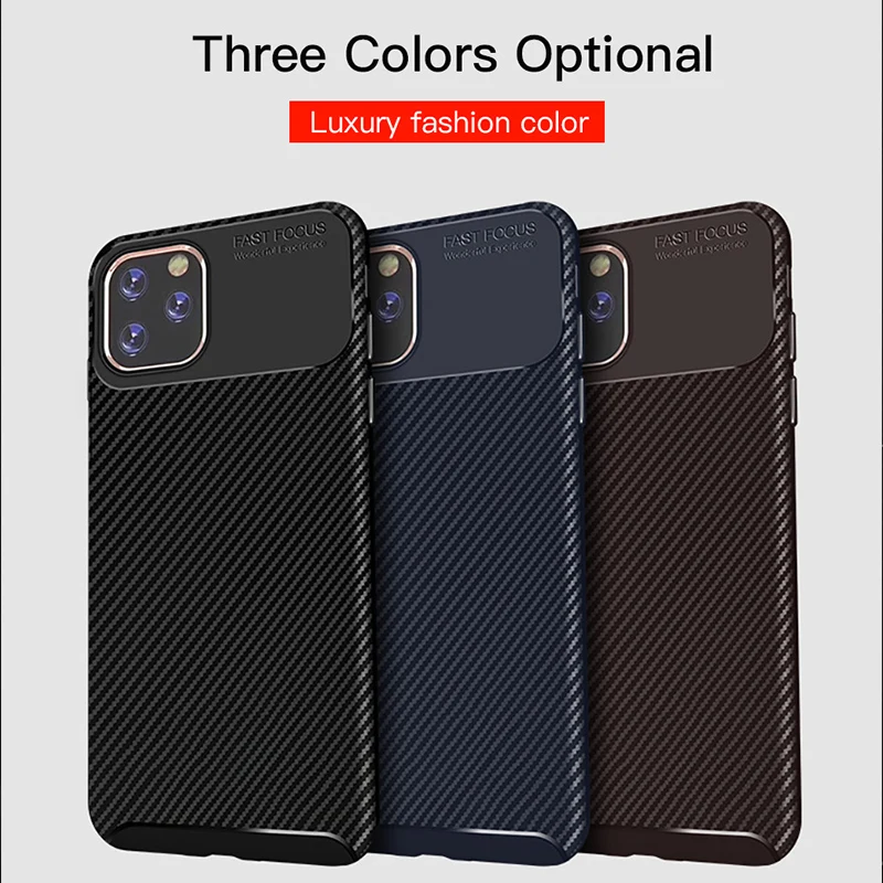 !ACCEZZ Carbon Fiber Phone Case For iPhone 11 Pro Max Soft TPU Cell Back Cover Cases Anti-fall Protection Shell Coque |
