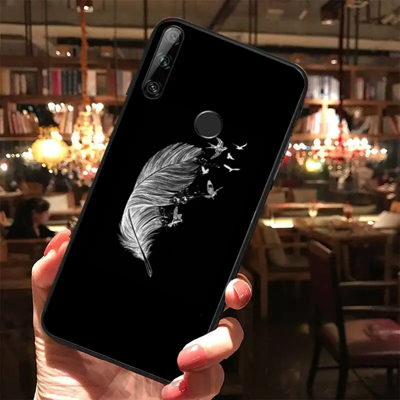 Модный перо Новое поступление черный чехол для сотового телефона Huawei Y5 Y6 Y7 Y9 Prime Pro