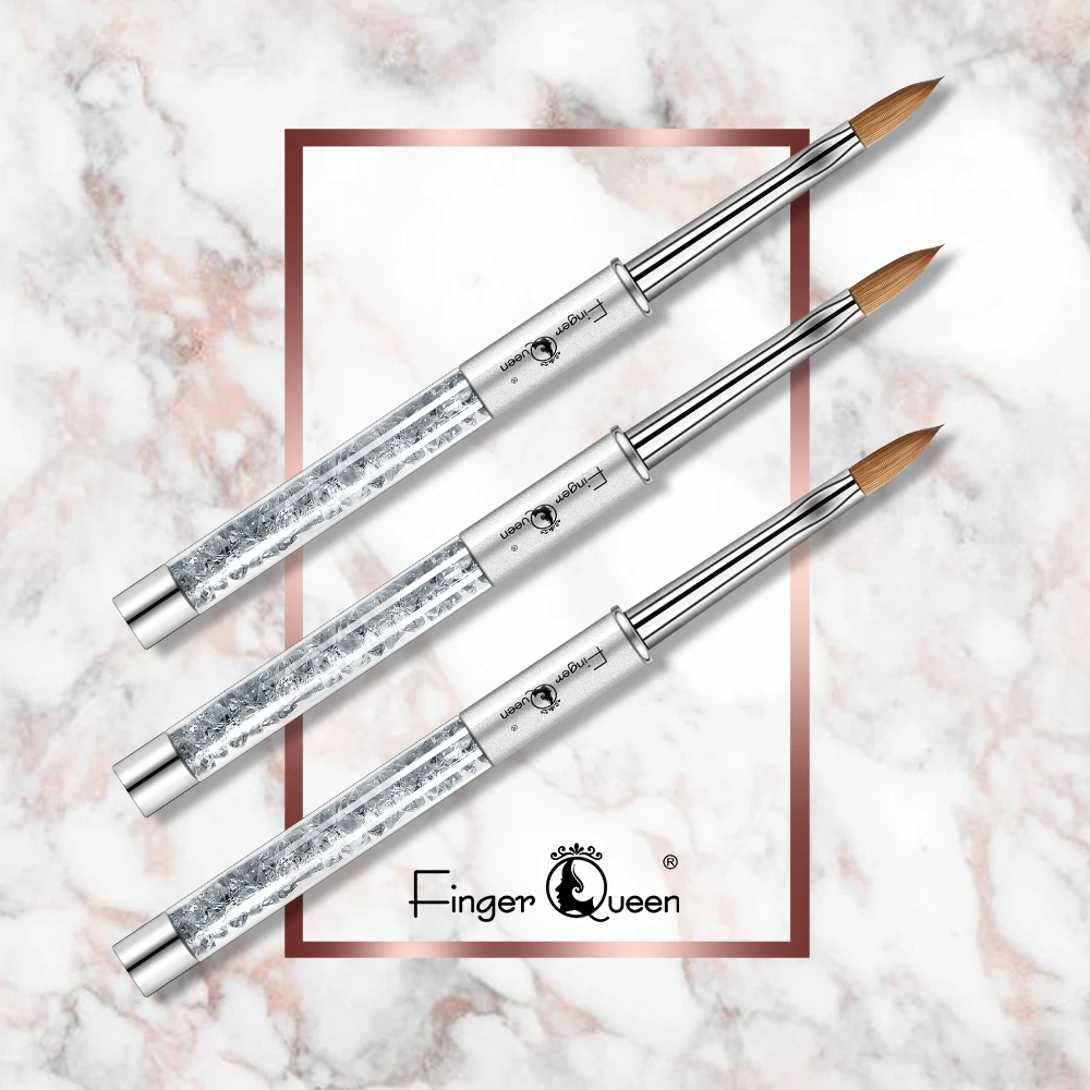 Акриловая кисть для ногтей Kolinsky соболиный ворс Белый Стразы ручка маникюрные