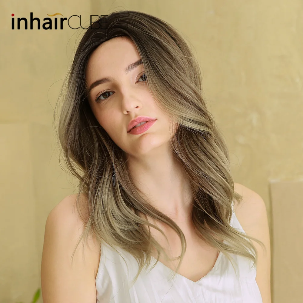 Inhaircube синтетические парики с длинными волосами темно-коричневый корень
