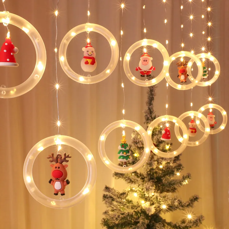 

2022 Рождественское украшение, Новогодние товары, украшение для комнаты, световая гирлянда с Санта-Клаусом, звездой, светодиодным фонариком, ...