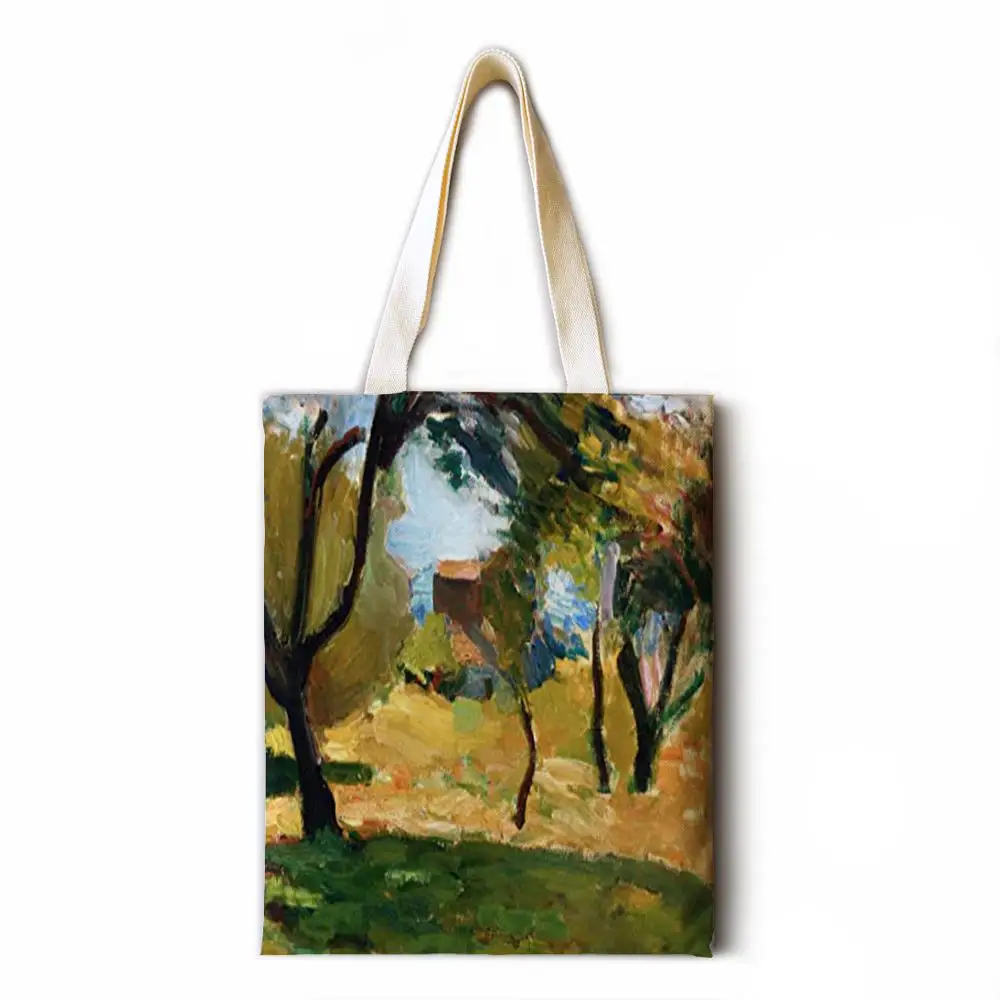 

Brutalist oil painting hemp tote bag fashion shoulder bag ladies leisure eco shopping high quality foldable handbag