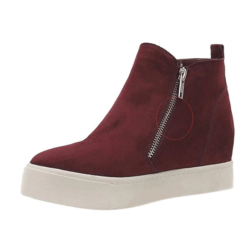 

Women's Shoes Fashion Women Vulcanized Height Increasing 2021Comfortable Ladies Breathable Zip Solid New Casual Slip On