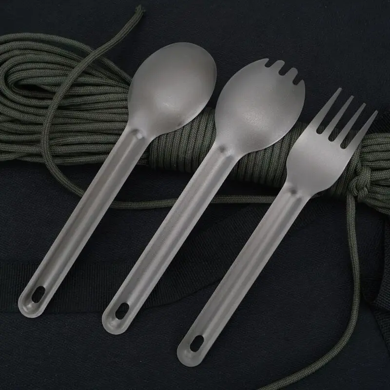

Pure titanium tableware, spoon and fork, convenient and healthy outdoor travel tableware