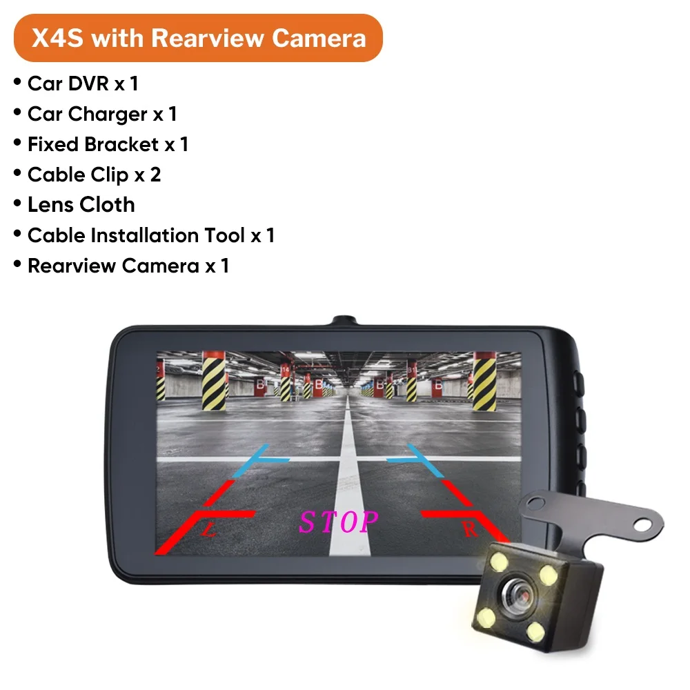 With Rearview Camera Видеорегистратор, автомобильная камера, видеорегистратор для вождения, видео рекордер, Full HD, видеорегистратор для авто, регистратор с двойной камерой, s в автомобилях, черный цвет, 1080 p, коробка - Название цвета: With Rearview Camera