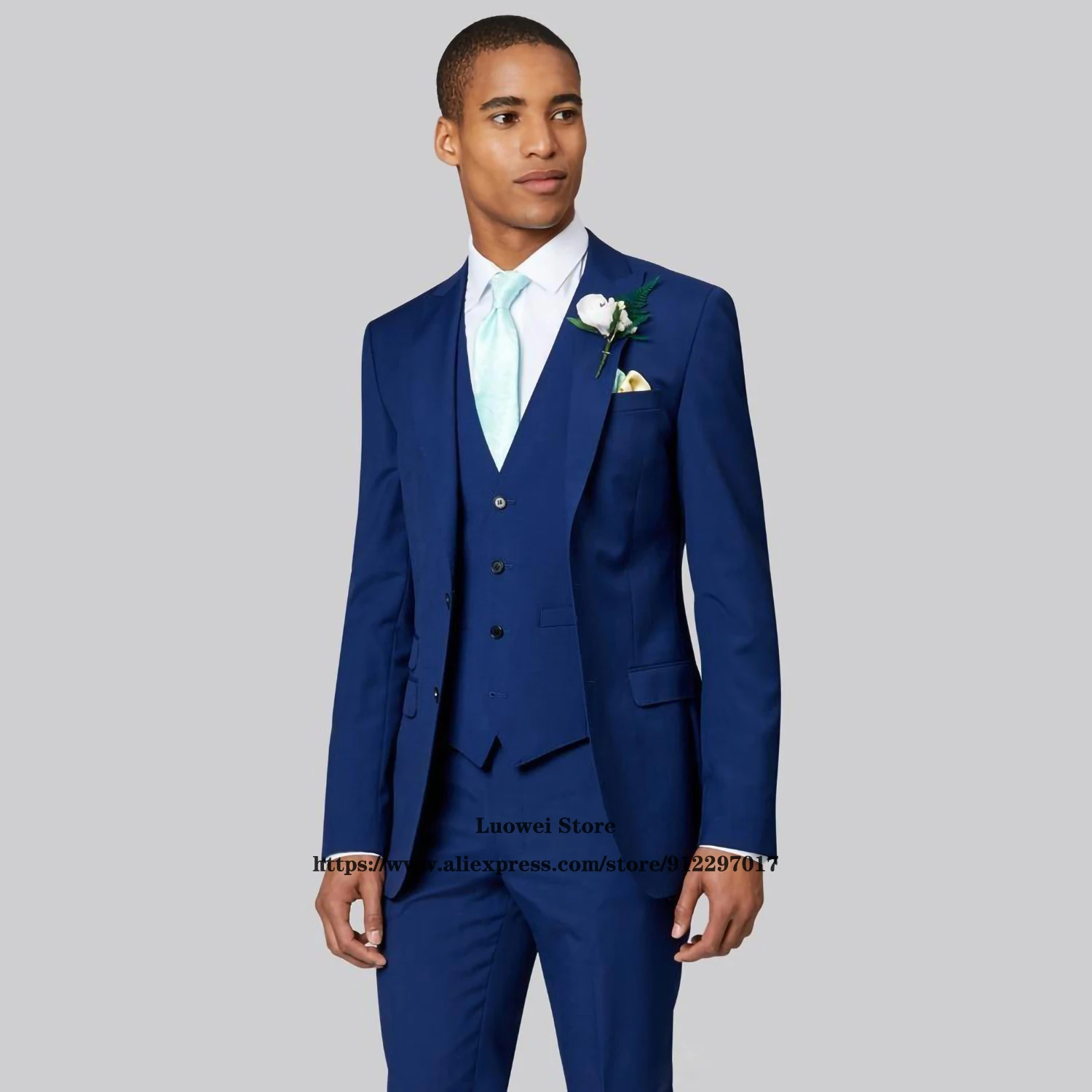 

Классические облегающие мужские костюмы, комплект из трех предметов: пиджак, жилет и брюки, официальный свадебный смокинг для жениха, делов...