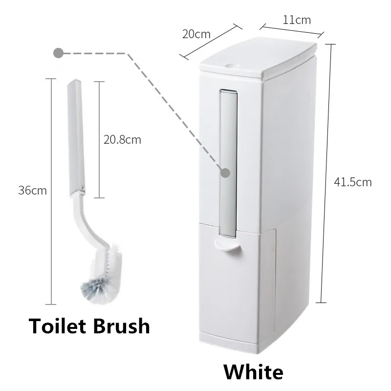 

3 in1 Narrow Trash Can Plastic Waste Bin with Toilet Brush Kitchen Bathroom Cleaning Trash Bins Garbage Bucket Bathroom Dustbin