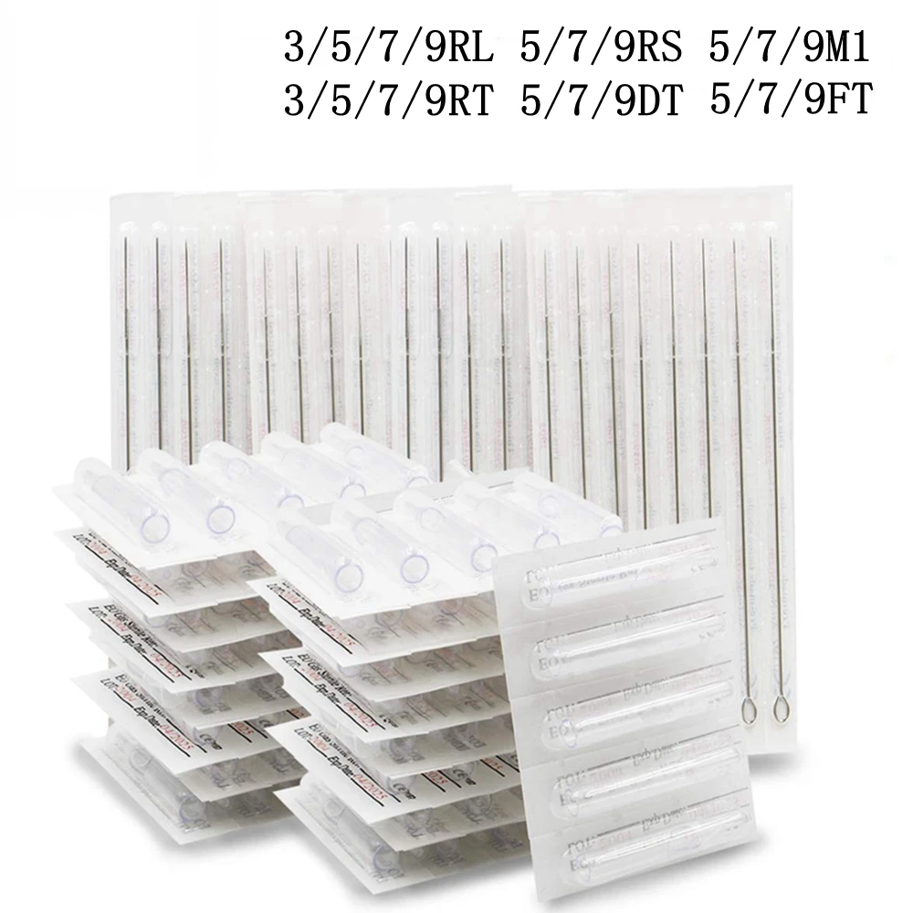 Набор игл и наконечников для тату одноразовые смешанные иглы + 100 шт. смешанных