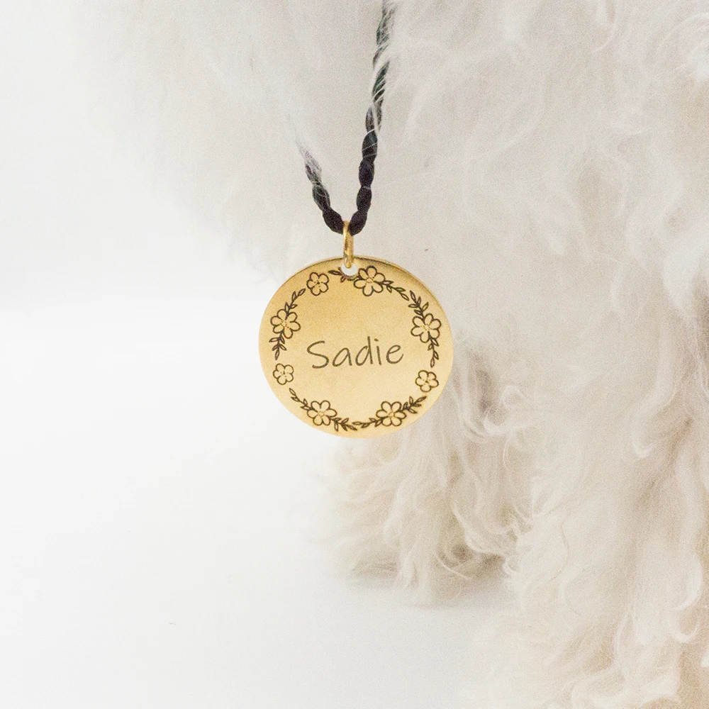 Круглая Персонализированная бирка для собак с рисунком из нержавеющей стали на