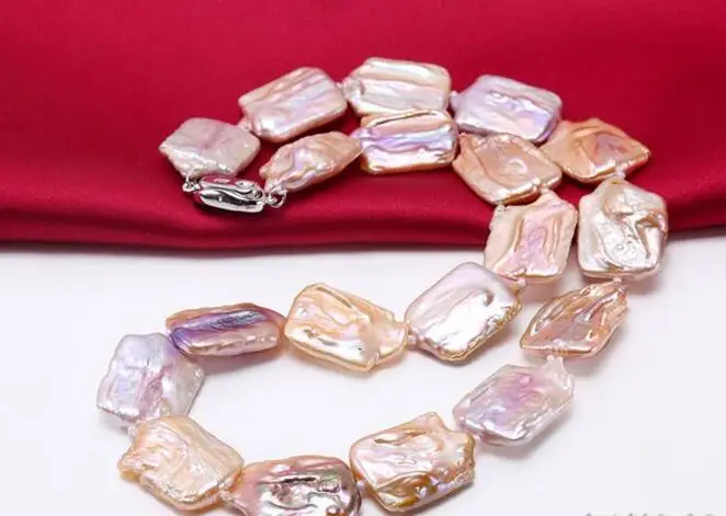 Ювелирные изделия Жемчужное ожерелье Бесплатная доставка 16.5x25-17x25 мм Светло