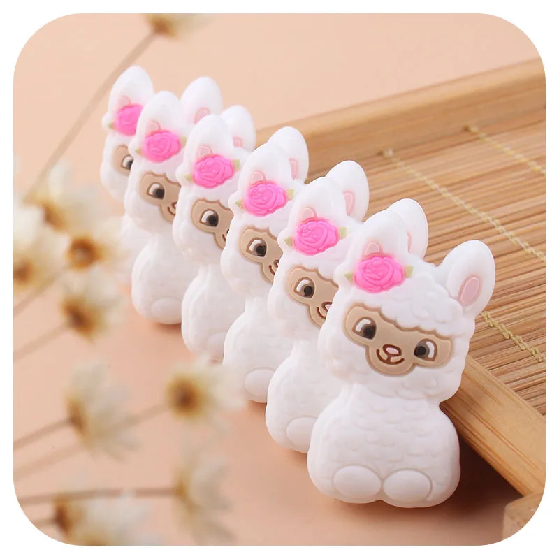 Coskiss-mordedor de silicona con cuentas de oveja para beb&eacute;, chupete masticable de dibujos animados, accesorios para la dentici&oacute;n, sin BPA, 5 uds.-2