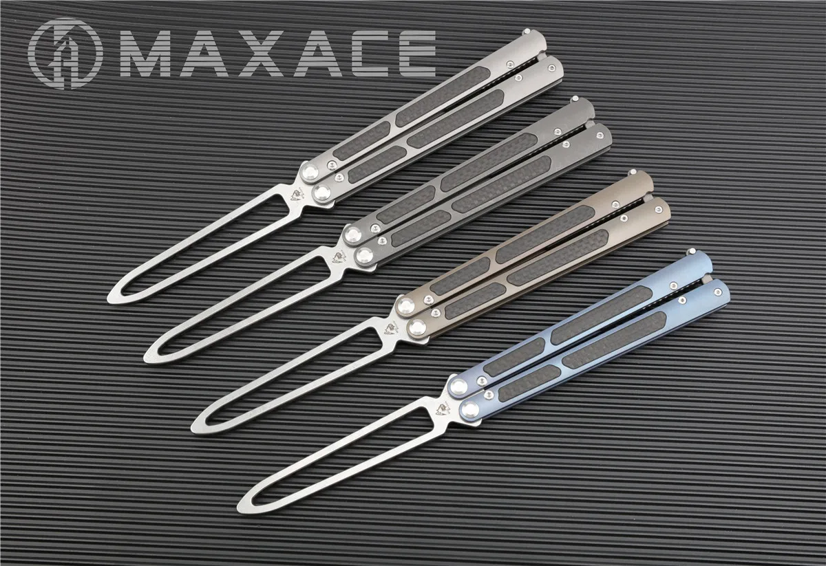 MAXACE ножи Пакт Бабочка нож для тренера KVT Керамический шарикоподшипник M390 TC4 + CF