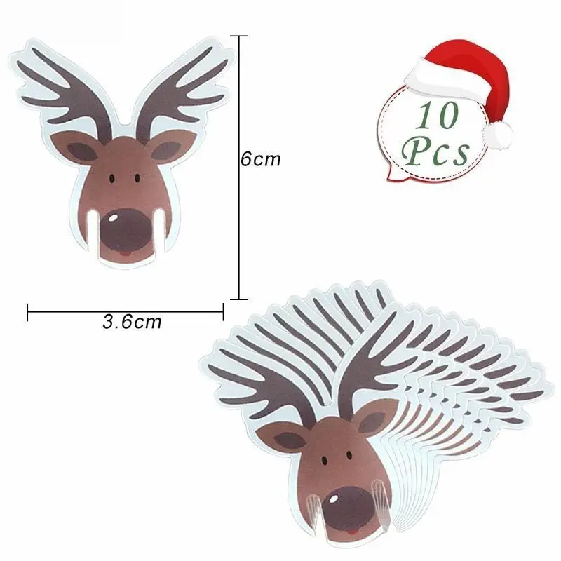 

10Pcs Christmas Cup Card Christmas Decorations Santa Hat Wine Glass Decor Merry Christmas Ornament For New Year Party Supplies