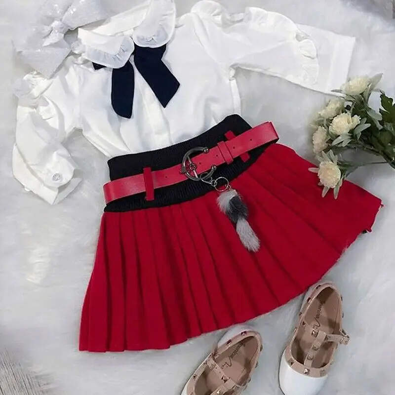 Коллекция 2020 года комплект школьной одежды для девочек белые топы с длинными
