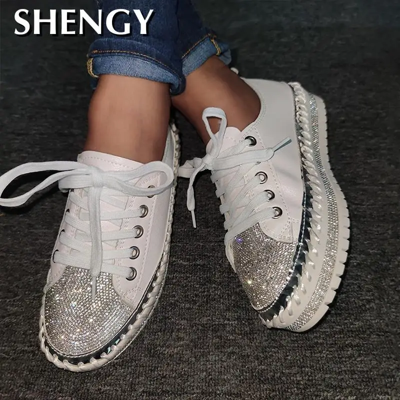 

Women New Fashion Plat Shoes Spring Bling Daily Round Toe Breathable Comfortable Casual Shoes Ladies Platfrom Outdoor Shoes