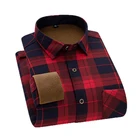 Рубашка Aoliwen мужская с флисовой подкладкой, теплая Повседневная фланелевая рубашка из 100% хлопка, в клетку, с длинными рукавами, зима