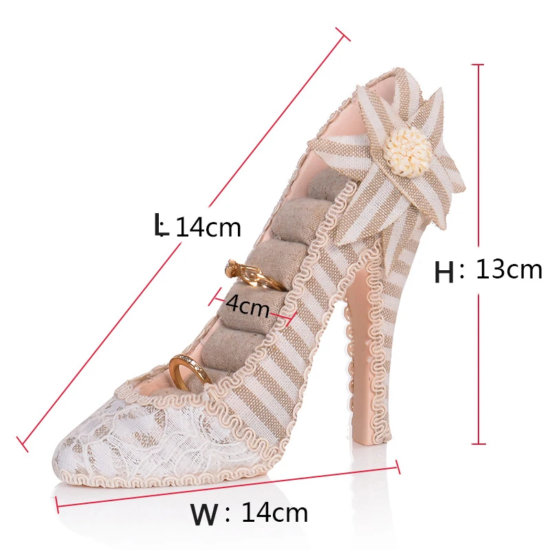 

High Heels Shoe Model Ring Jewelry Display Stand Holder Earring Jewellery Tray Storage Organizer Case For Counter Display