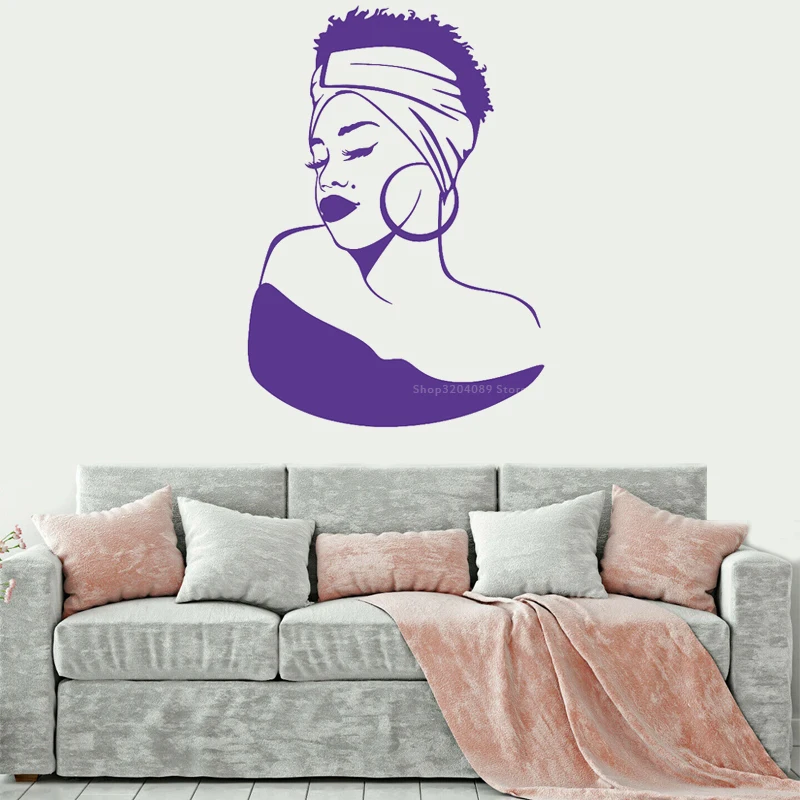 Африканская красивая девушка прическа лицо профиль наклейки на стену