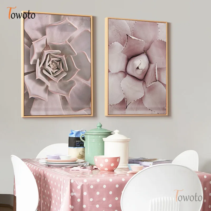 Catus Poster Pink Succulent Plants Canvas Painting Botanical Print Modern Wall Art Decorative Pictures Dining Room Decor | Дом и сад
