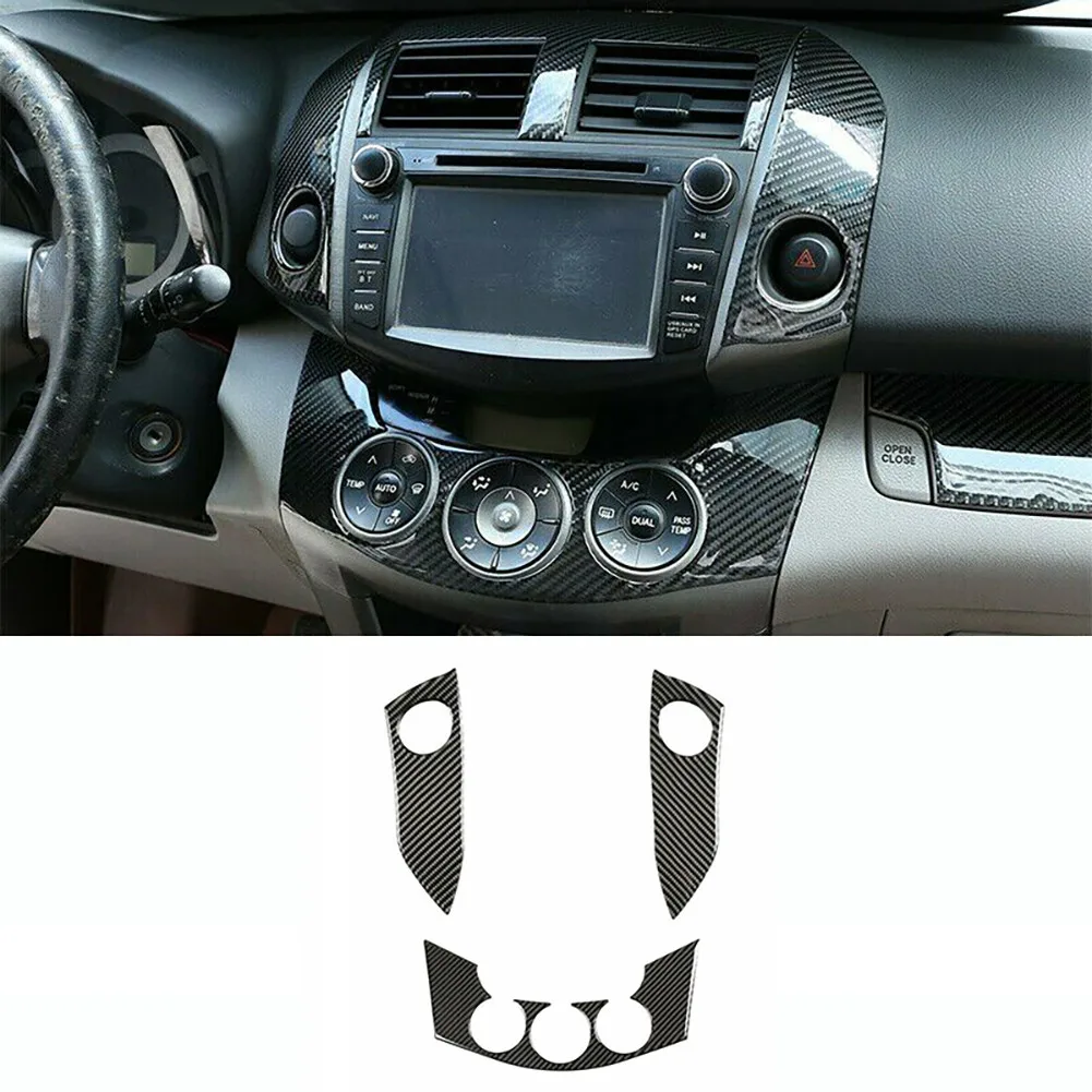 

3 Pcs 3 Pcs Decoration Stickers Carbon Fiber Cover For Toyota RAV4 2006-2012 Light Set Switch