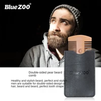 bluezoo pear wood double sided beard comb beard care antistatic hair comb hair brushes salon hairdressing comb styling tools