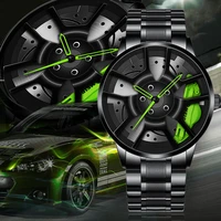 creative stainless steel watch hub custom design sports car rim sports watch male watch mens wheel wristwatch clock