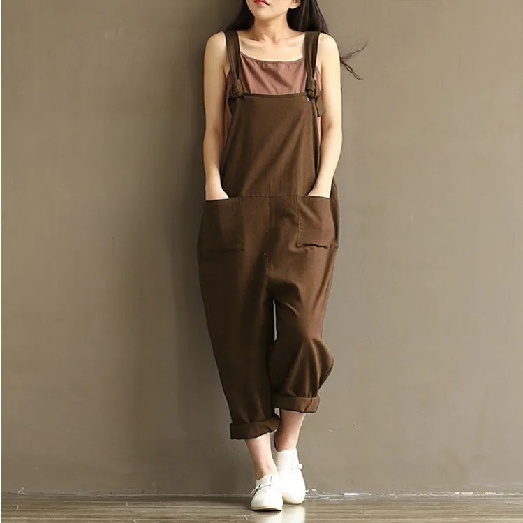 HOT Fashion Women Girls Loose Solid Jumpsuit Strap Dungaree Harem Trousers Ladies Overall Pants Casual Playsuits Plus Size M-3XL