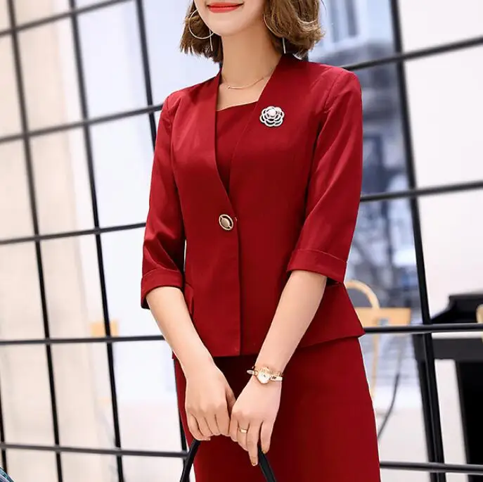 Dress Suits Office Ladies Wear Work Formal Business 2 Piece Set Plus Size Elegant Designs Spring Autumn Blazer Tops Dress Women