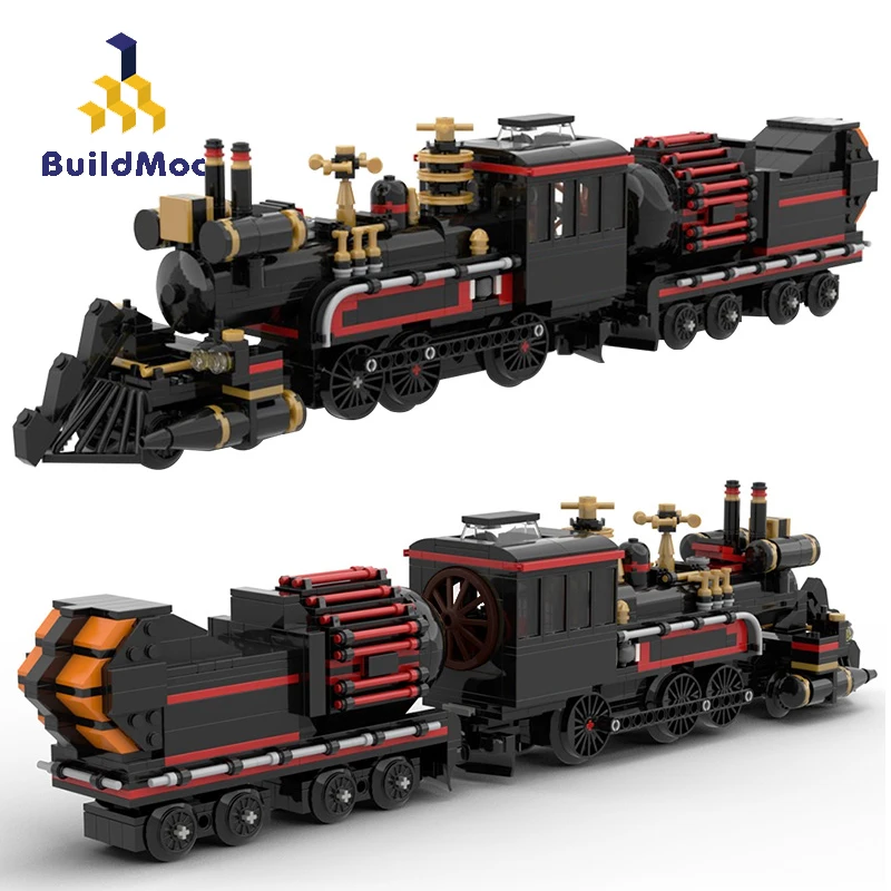 BuildMoc Back to the Future Train Station Creator Expert Time Machine Building Blocks Movie Head Toys для детей|Блочные