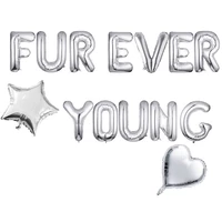 fur ever young banner foil balloons 16inch rose gold letter mylar balloons puppy pawty pet shower dog cat birthday party decor