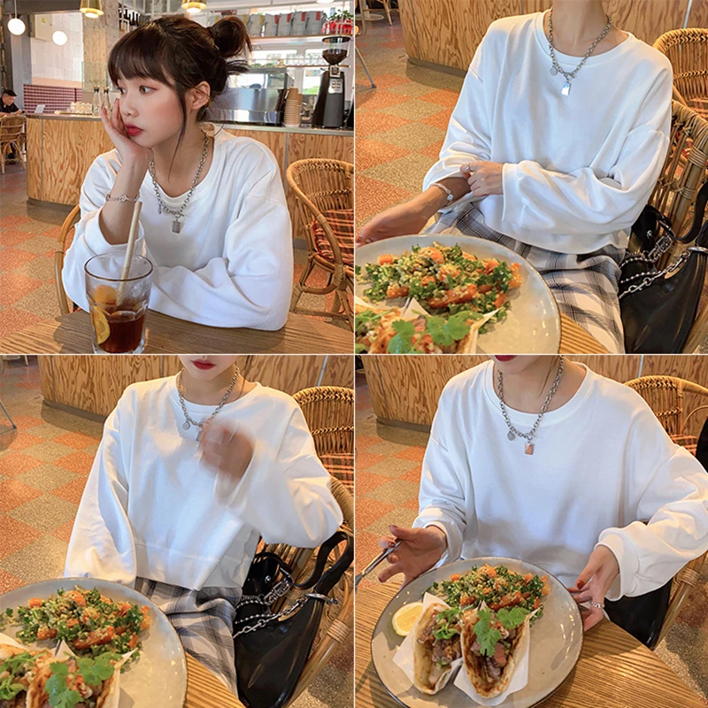 

Women Sweatshirts 2021 Spring Autumn Pullovers Oversized Fashionable Korean Pop Jumper Wild Short Tops