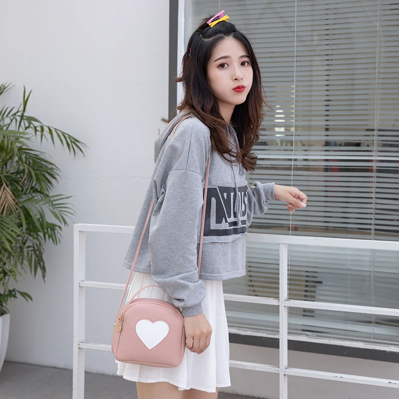 UKQLING маленькая свежая женская сумка с принтом в виде сердца клапаном для девочек