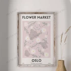 Цветочный рынок-Осло, абстрактная Маргаритка, розовый-белый-зеленый, печатный французский Настенный декор, цифровая загрузка