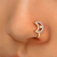new crystal clicker fake septum for women clip hoop nose ring faux piercing gold silver plated men girl gift body jewelry