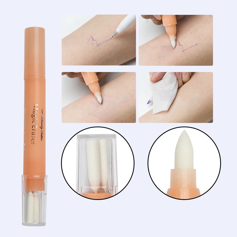 

5pcs Tattoo Eyebrow Design Pen 3 Refill Magic Eraser Remover Brush Skin Marker Pen For Tattoo Beauty Makeup Skin Clean Accesorie