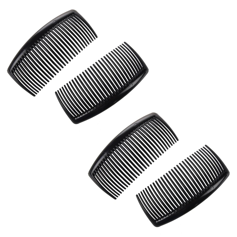 

4 Pcs Black Plastic Comb Hair Clip Clamp For Ladies
