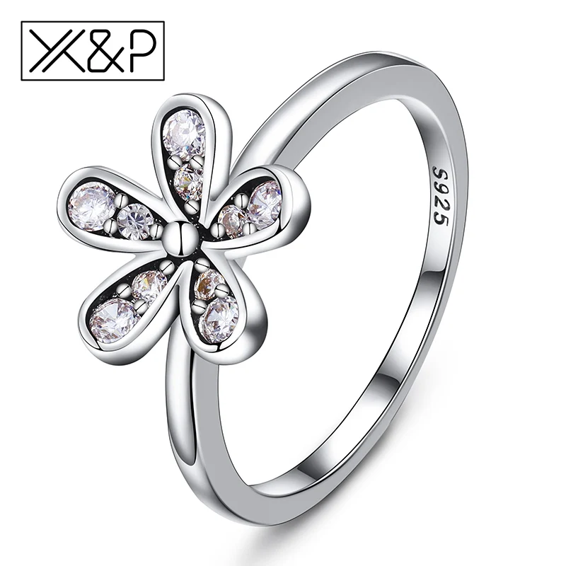 X& P модные изысканные серебряные кольца с кристаллами из розового золота в виде цветка для женщин, свадебные украшения, эффектное обручальное кольцо для невесты