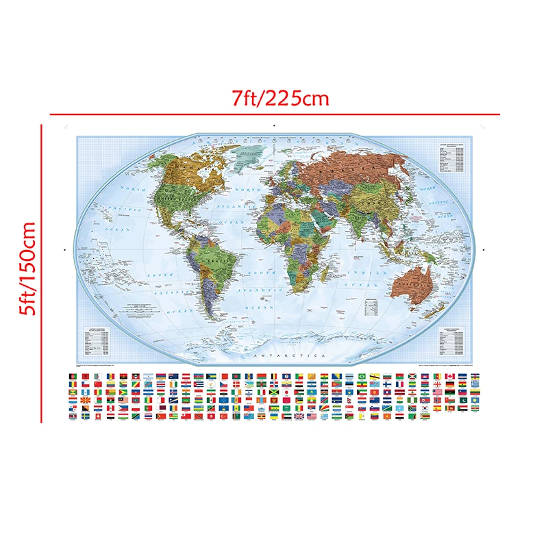 Карта мира из нетканого материала водонепроницаемая карта мира с национальными флагами плакаты и принты для культуры и образования от AliExpress WW