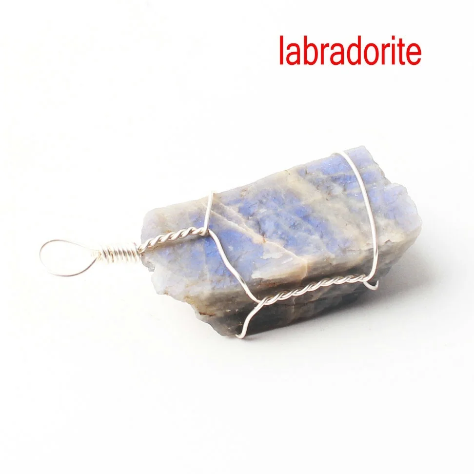 labradoritewith rope 1 шт чакра кварц натуральный образец кристаллического минерала грубая нерегулярная подвеска ручной работы драгоценный камень с бесплатной веревкой - Цвет: labradoritewith rope