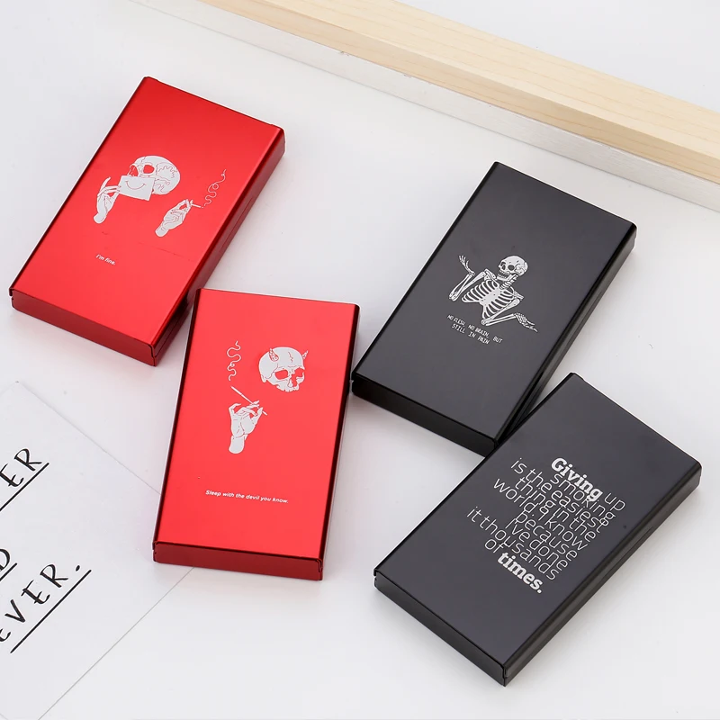 Тонкий женский чехол футляр для сигарет женщин Креативный дизайн череп