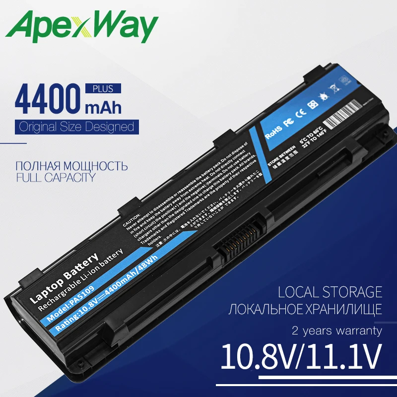 

Аккумулятор ApexWay для ноутбука Toshiba 4400, C40, C45, C50, C50D, C50T, C55DT, C70, C70S, C75, C75D, C75DT, PA5108U-1BRS мА · ч, PA5109, PA5109U-1BRS