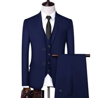 formal business wedding 3 pieces suit set male 2021 blazers jacket pants vest trousers dress waistcoat