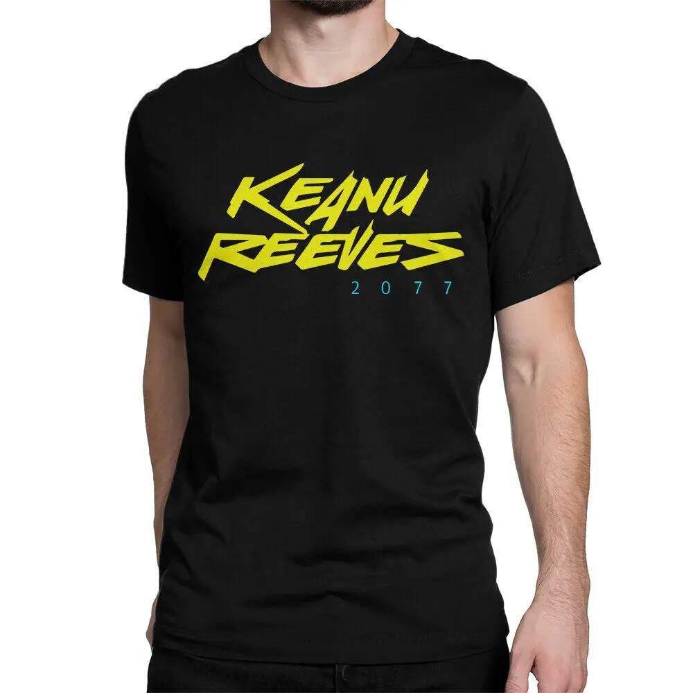 

Keanu Reeves 2077 T-Shirt, Premium Cotton Tee Casual T-Shirt Male Short Sleeve Pattern