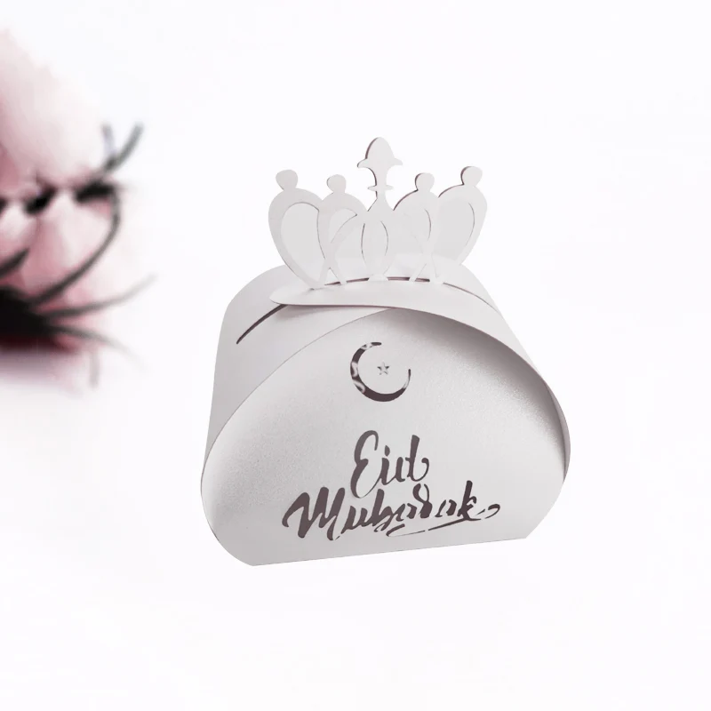 

Candy Box Ramadan Holiday Birthday Party Baby One Year Old Gift Bright Silver Crown Paper Box European Style Hollow Wedding