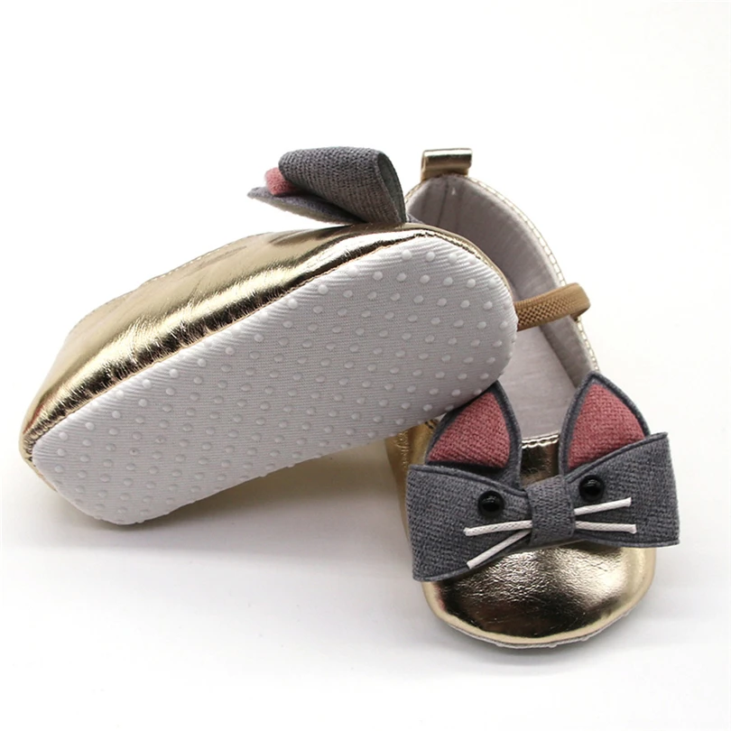 

Newborn Baby Girl Crib Shoes toddler slip-on shallow cute cartoon PU first walkers princess infant Single Non-slip Shoes A40