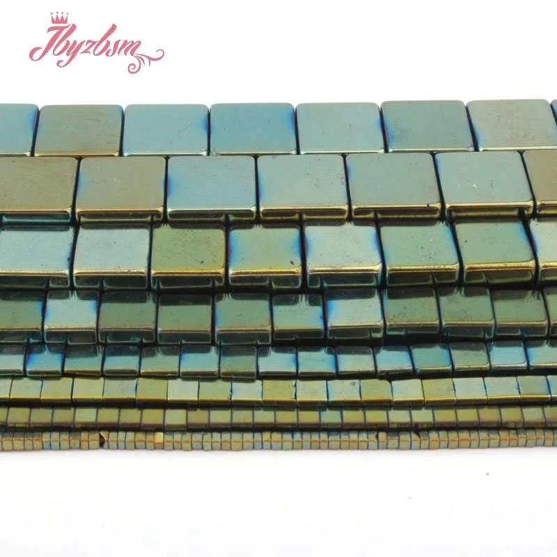 1-10 мм Гладкие квадратные зеленые гематитовые бусины из натурального камня для