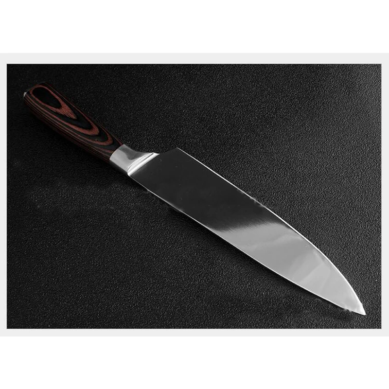 

8 inches Kitchen Chef Knives 7CR 17 High quality Stainless Steel Mirror Blade Colorful Wooden handle 1 piece