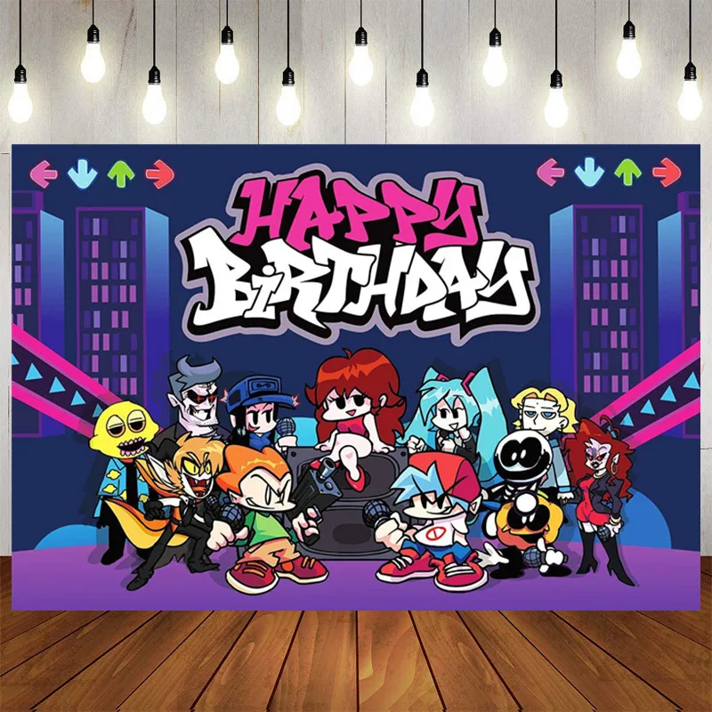 Funkin-Fondo de fotograf&iacute;a tel&oacute;n personalizado para fiesta de cumplea&ntilde;os, cartel para Baby Shower, Chico, decoraciones de fiesta-0